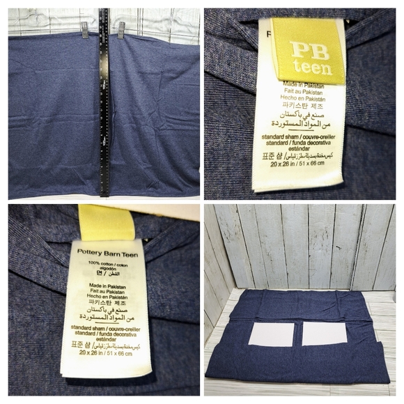 PB Teen Blue 100%Cotton Envelope Style 2Pillow Standard Favorite Tee Shams NIP - Picture 8 of 10